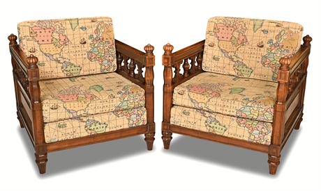 Distinguished Pair of Mid-Century Spanish Colonial Arm Chairs