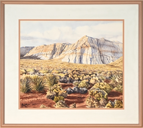 Ron Rencher Original Watercolor “White Cliffs, Utah” — 1982 Landscape
