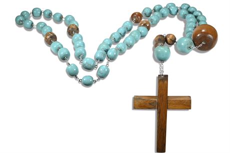 GIANT Hand Carved Wood Rosary
