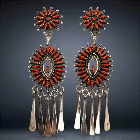 Zuni Petit Point Coral Earrings