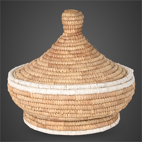 17" Peace Basket Style Sculptural Lidded Basket — Natural Tones