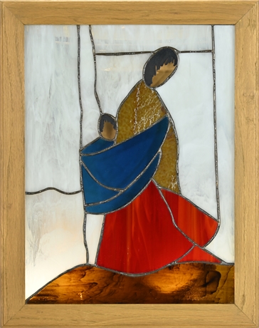 "Mother & Child" DeGrazia Style Stained Glass Panel