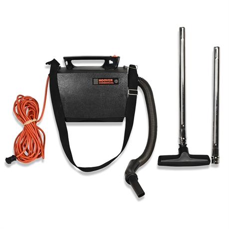 Hoover Portapower C2094 Commercial Vacuum — 7 Attachments & 8 Bags, Tested