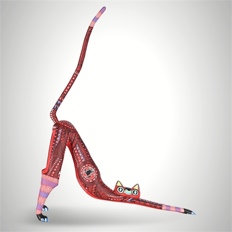 Impressive Monserrat Hernandez Oaxacan Alebrije Cat – Hand-Carved & Painted, 29½