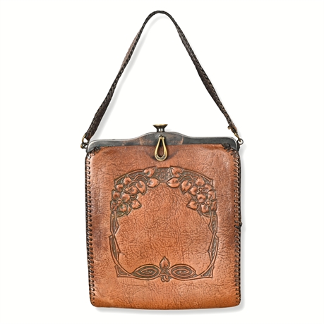 Art Nouveau Tooled Leather Frame Bag, Turn-Loc Clasp, c.1915–25