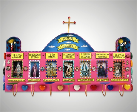 Mexican Folk Art “Amor Seguro” Shrine by El Santo Madrazo