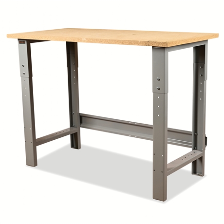 BenchDepot Adjustable Steel Workbench — Composite Wood Top, 48"