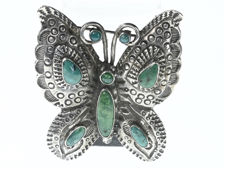 Old! Navajo Turquoise Butterfly Brooch