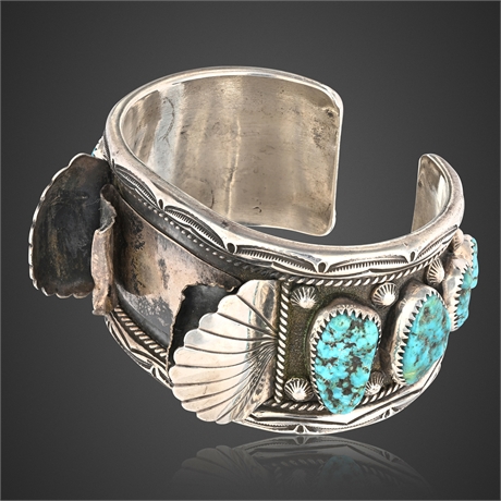 1960s Navajo Sterling Silver & Turquoise Watch Cuff