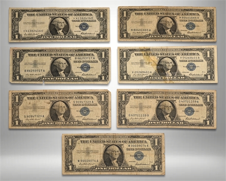 (7) 1957 One Dollar Silver Certificates