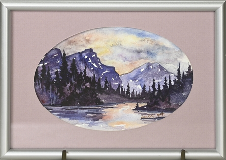 Zelda F. Henricks Original Watercolor "Sunset on the Pond:"