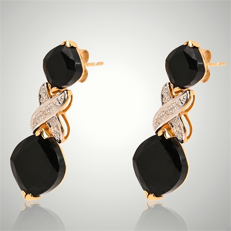 14K Diamond and Black Onyx Earrings
