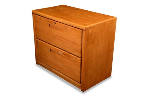 Horizontal Oak File Cabinet On Casters