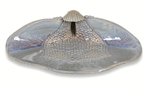 Barbara Woodruff Shell-Form Platter, Iridescent Blue, Hand Sculpted