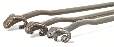 Forged Iron Rams Head Fireplace Tools