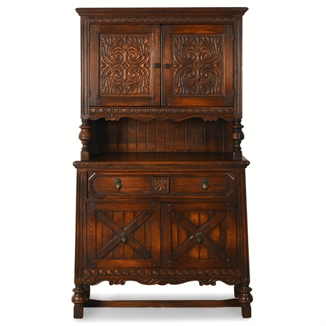 Antique Carved Oak Welsh Dresser Hutch Sideboard – 19th Century