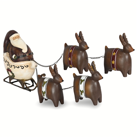 Ceramic Santa, Sleigh & Reindeer