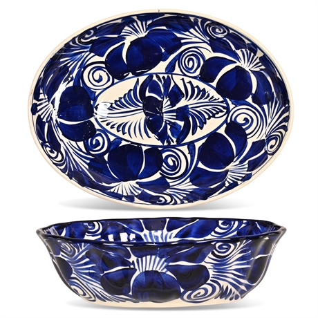 Puebla Pottery Serving Bowl & Platter