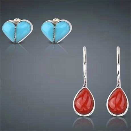 (2) Pair Sterling Silver Earrings