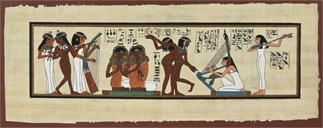 Egyptian Musical Scene on Papyrus Paper