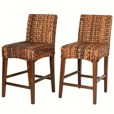 Pair 39" Pottery Barn® Seagrass Bar Stools