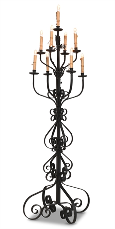 Spanish Colonial Iron Candelabra, Electrified