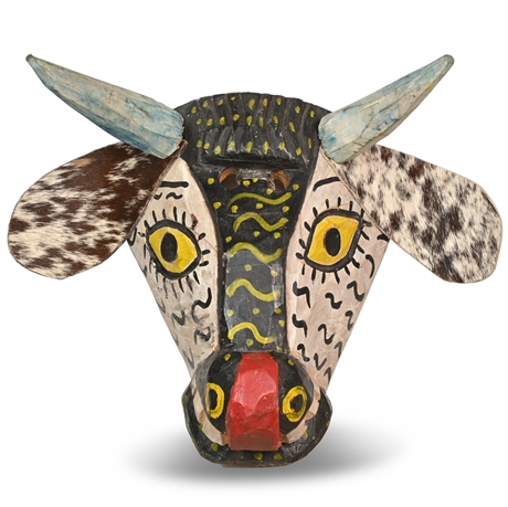 Vintage Carved Goat Mask