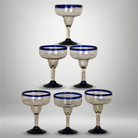 'On the Rocks' Blown Cobalt Margarita Glasses