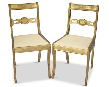 Pair Gilded Side Chairs