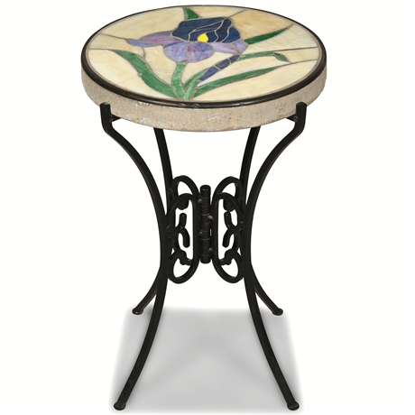 Stained Glass Mosaic Patio Side Table/Plant Stand