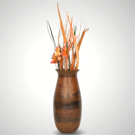 30" Hammered Copper Floor Vase