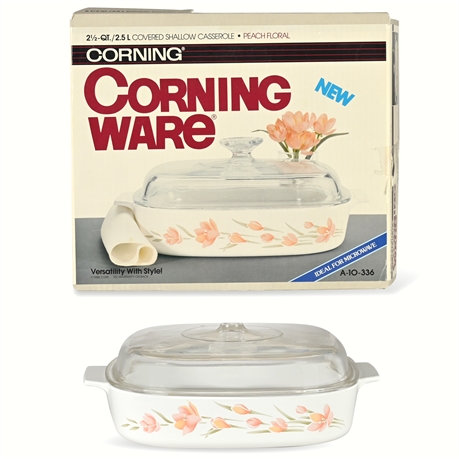 Vintage Corning Ware 'Peach Floral' Casserole