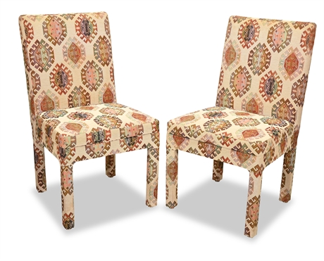 Pair Kilim Style Accent Chairs