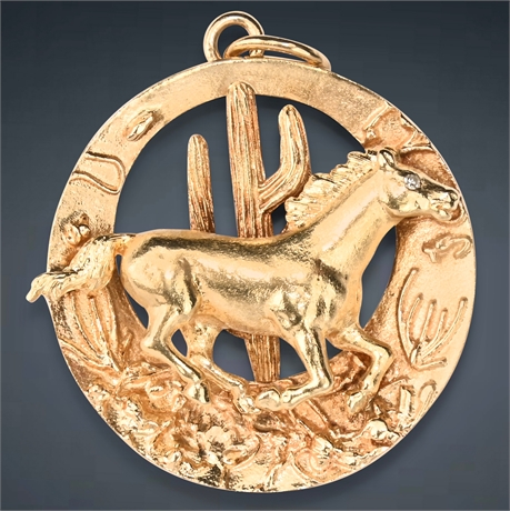 14K Gold & Diamond Horse Pendant