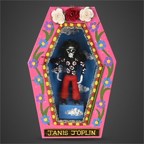Janis Joplin Day of the Dead Coffin Nicho Cielito Lindo Mexico