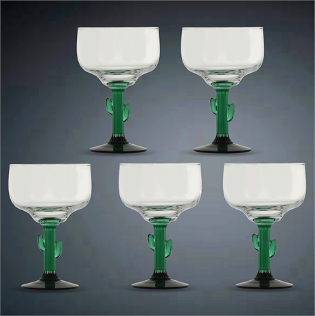 Set 5 "Cactus" Margarita Glasses