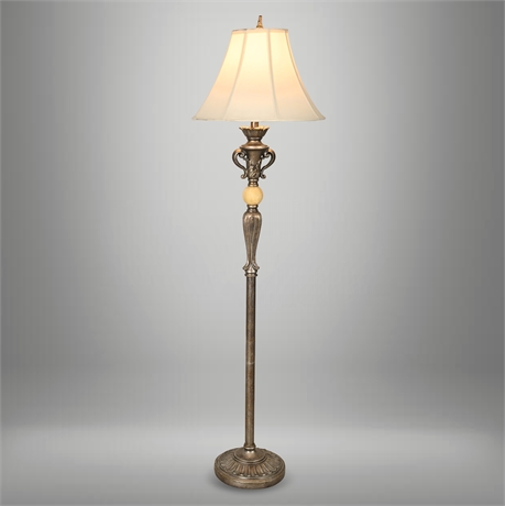 Floor Lamp with Fabric Shade & Resin Base – 62”