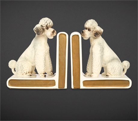 Lefton 1960s Ceramic Poodle Bookends H4837 – Japan, Excellent