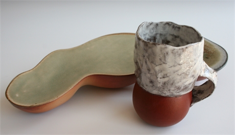 Two-Piece Ceramic Art Set: Mug & Wall Sculpture