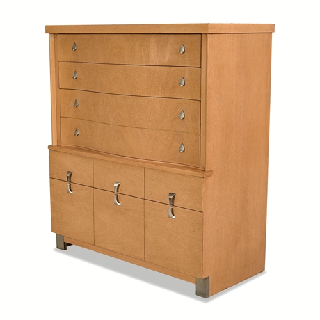 United Furniture Corp. Limed Mahogany Mid-Century High Chest, c. 1968