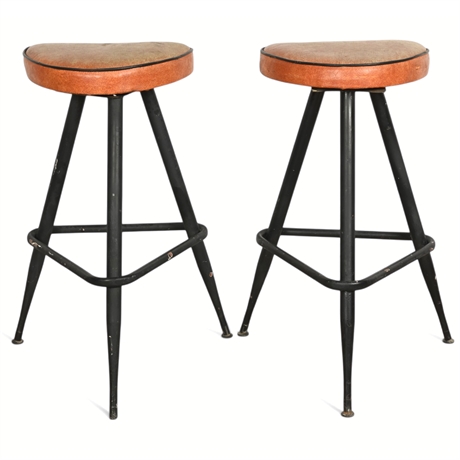 Pair of Mid-Century Swiveling Stools