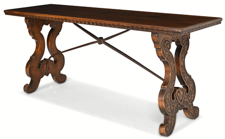 Spanish Baroque Style Carved Library Table