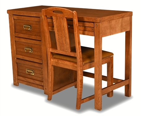 Vintage Stanley Oak Desk & Chair