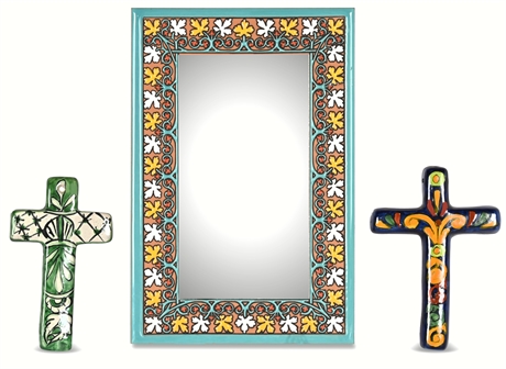Artisan Talavera Lot (Mirror and Crosses)