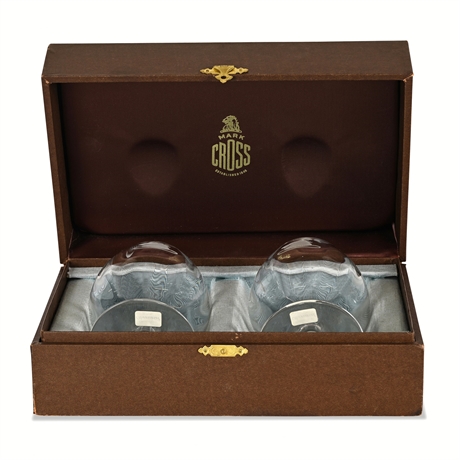 Cristallerie Oberursel Lead Crystal Brandy Snifters in Mark Cross Case, Pair