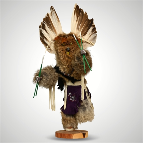 Vintage 20" Navajo 'Great Horn Owl' by L. Vandever
