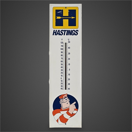 Hastings Filters "Piston Man" Advertising Thermometer Sign