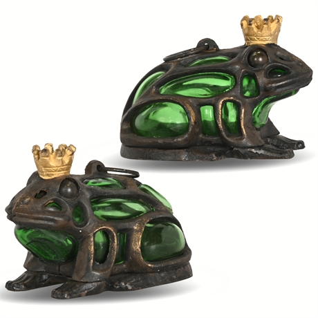 Pair Cast Iron Frog Lanterns