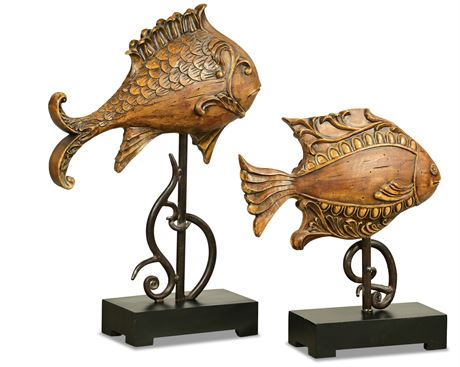 Pair Fish Sculptures
