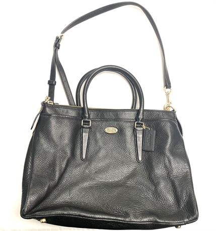 Black Pebbled Leather Coach Tote